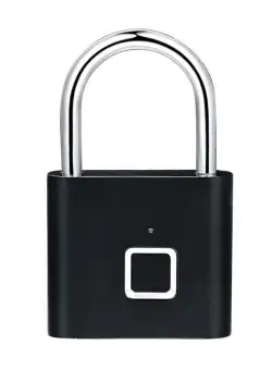 Lacat cu Senzor de Amprenta Techstar®, Modern, Senzor Amprenta, Acumulator, Maxim 10 Amprente, MicroUSB, Otel Inoxidabil, Negru