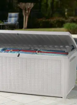 Lada depozitare piscina alb Keter Rattan 500 L