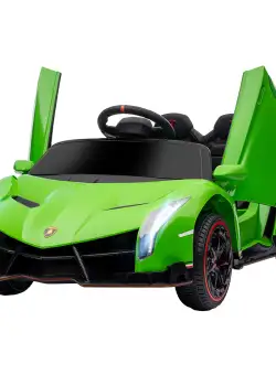 Lamborghini Veneno Electric cu Licenta 12V pentru Copii cu Usi Tip Fluture, Baterie Portabila, Claxon, pentru 3-6 ani, Verde HOMCOM | Aosom RO