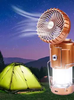 Lampa de camping 2 in 1, ventilator, incarcare USB, 13x10x21 cm