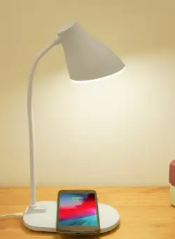 Lampa LED de birou cu functie de incarcare wireless pentru telefoane