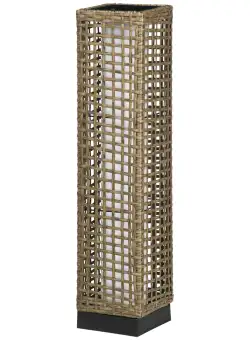 Lampa Outsunny de Gradina Solara cu Panou Superior de Reincarcare, din Otel si Ratan, 15.5x15.5x69 cm, Negru si Maro | Aosom Romania