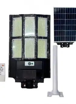 Lampa solara stradala tripla cu telecomanda si panou solar incorporat, 1000W, 6 cadrane