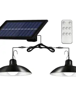 Lampa solara suspendata cu 2 becuri LED, telecomanda, 50W