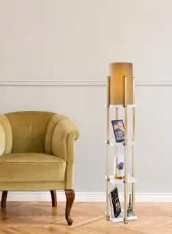 Lampadar 7120 alb/auriu