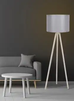 Lampadar Donald V1, 60 W, Crem/Gri, H 145 cm