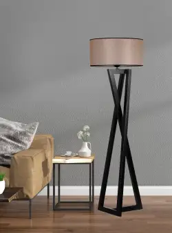 Lampadar Macka, 60 W, Negru/Nuc, Height: 150 cm