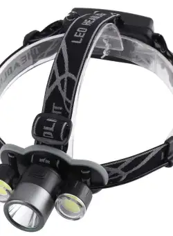 Lanterna De Cap Cree XML-T6 + 2x COB Frontala Zoom + 2x Acumulatori 18650 C205