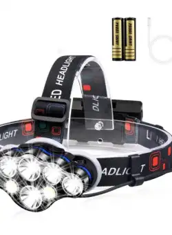 Lanterna de cap premium cu 8 LED-uri, rezistenta la apa