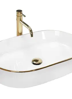 Lavoar ceramic pentru blat Rea Nadia White Gold Edge