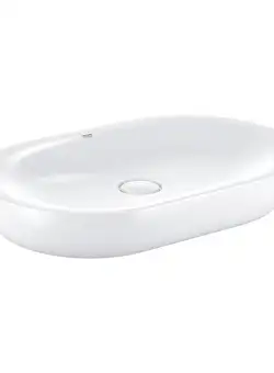Lavoar oval tip bol Grohe Essence 60x40cm fara orificiu baterie fara preaplin PureGuard alb