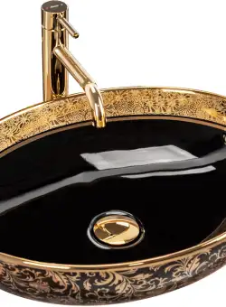 Lavoar pe blat Margot Gold / Black ceramic
