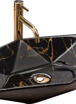Lavoar pe blat Rea VEGAS BLACK Marble Shiny