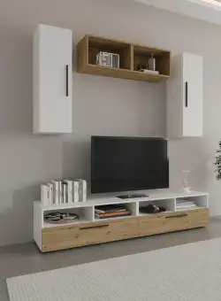 Living Kos V16, Alb/Stejar Artisan, L 190 cm