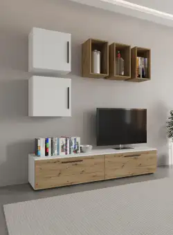 Living Kos V8, Alb/Stejar Artisan, L 190 cm