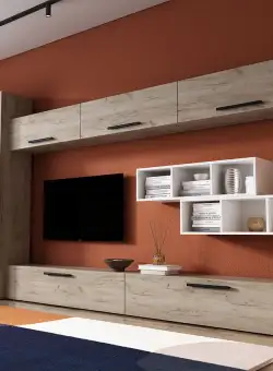 Living Pati 070 - Mobila Sufragerie Stejar + Alb