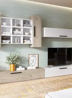 Living Pati 092 - Mobila Sufragerie Alba + Stejar