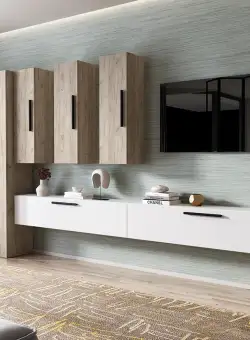 Living Pati 095 - Mobila Sufragerie Alba + Stejar