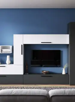 Living Pati 183 - Mobila Sufragerie Gri Antracit + Alb