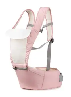 Marsupiu ergonomic cu scaunel Juju HugMeTight, pentru bebelusi si copii, +5luni, reglabil, cu buzunar de depozitare, 4 pozitii, pana la 15kg, functie port-bebe, Roz