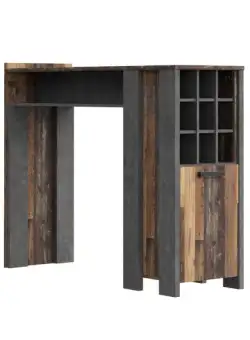 Masa Bar Clif, Lemn Vintage Si Beton Optic Gri Inchis, 151.5 x 118.3 x 47.3 Cm