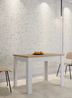 Masa bucatarie Zeta, Lemn Natural/Alb, 102 x 69 x 75 cm