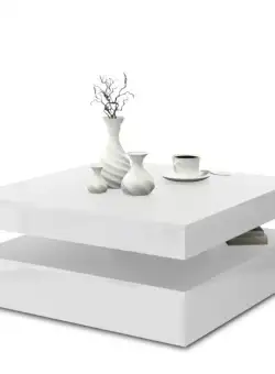 Masa Cafea Rotativa Magic, White Gloss, 78 x 35.4 x 78 Cm