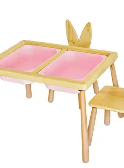 Masa Copii Table cu 2 scaune, Roz, 53 x 52 x 74 cm