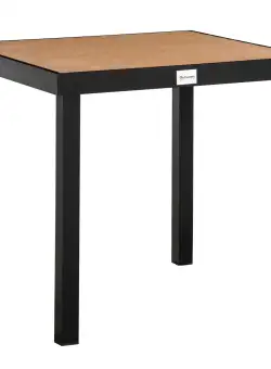 Masa de gradina Outsunny pentru 4 Persoane din Aluminiu, Negru si Culoare Lemn | Aosom RO