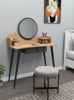 Masa de machiaj Meriska cu Oglinda si Sertar, 90 x 128 x 45 cm