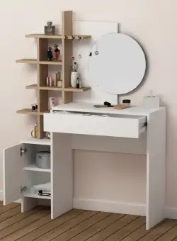 Masa de toaleta Mup alba / stejar