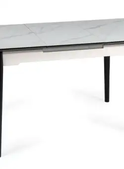 Masa extensibila Apollo Ceramica marmura alba/negru mat - L120-160 cm