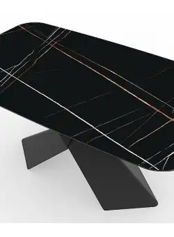 Masa extensibila Avangard II Ceramic Noir Laurent negru/negru mat - L160-240 cm