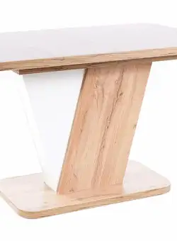 Masa extensibila Crocus Alb/Stejar – L120-160 cm