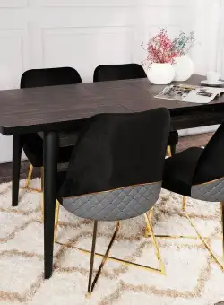 Masă Inci 1143, Negru, 130x79x80 cm