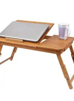 Masa pliabila pentru laptop sau mic dejun, lemn bambus, cu unghi ajustabil si coolere