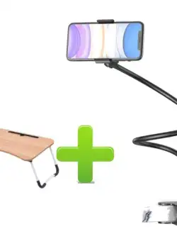 Masa Pliabila Suport Laptop,Tableta,+ Cadou Brat Flexibil pentru Telefon, Rotire 360, Prindere Clema