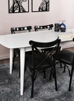 Masă Retro 1193, Alb, 80x75x130 cm