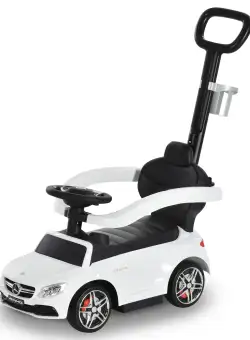 Masina pentru copii 12-36 luni HOMCOM cu maner si bare de siguranta detasabile, licenta Mercedes, alb | Aosom RO