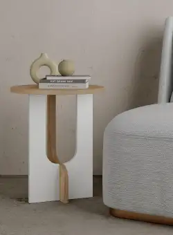 Masuta Cafea Lateral Luna Twist, Alb, 40 x 47 x 40 cm