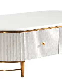 Masuta de cafea Alexis alb/gold si marmura – H42 cm