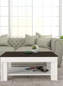 Masuta de cafea Carter, Alb, 90x40x60 cm