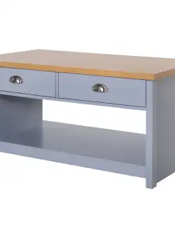 Masuta de cafea cu 2 sertare, raft deschis, 2 manere din metal lucios, din MDF, 99x55x50.5cm, Gri HOMCOM | Aosom RO