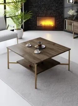 Masuta de cafea Gold Line nuc / negru