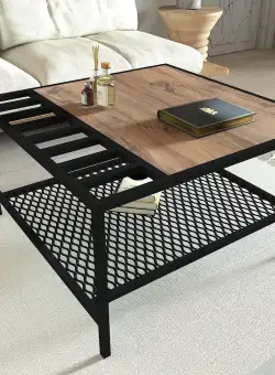 Masuta De Cafea Gomis Cadru Metal, Stejar, 80 X 45 X 80 Cm