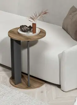 Masuta de Cafea Lateral Ema - Walnut, Anthracite, Nuc, 34x64x34 cm