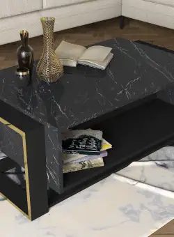 Masuta de cafea Minotaur, Negru, 107 x 41 x 60 cm