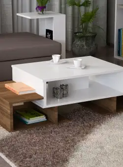 Masuta de cafea Mnlight, Alb, 103x39,4x60 cm