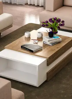 Masuta de cafea Nora, Alb, 110x31x57 cm