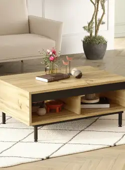 Masuta de cafea Scandivav Stockholm , Stejar - Gri , 90 x 38 x 60 cm